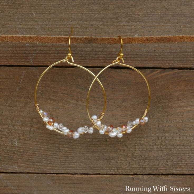 Image for Delicate Bead Cluster Hoop Earrings