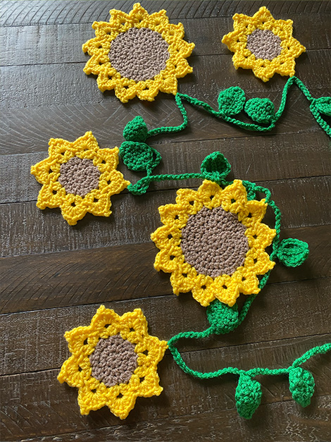 crochet sunflower garland