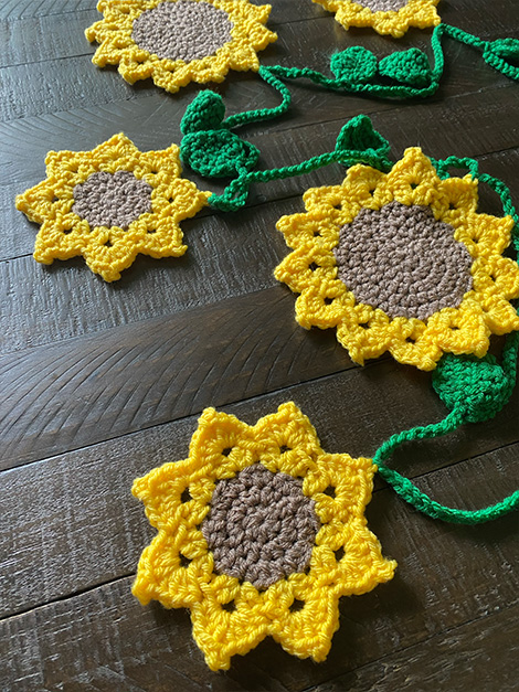 small and large crochet sunflowers