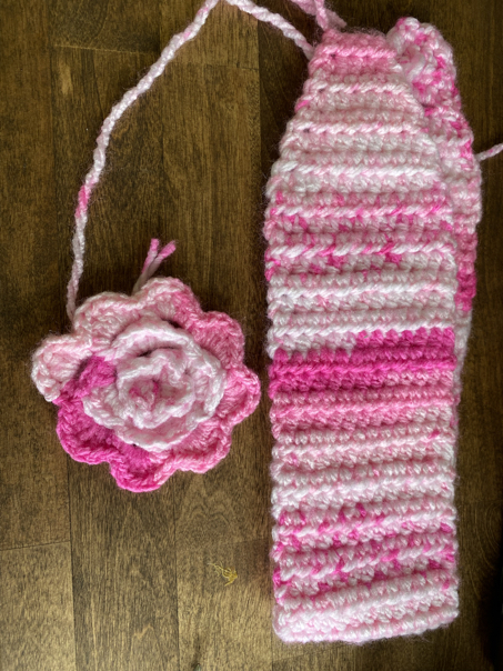 crochet flower and ear warmer