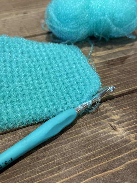 crochet kitchen dish scrubby step 3
