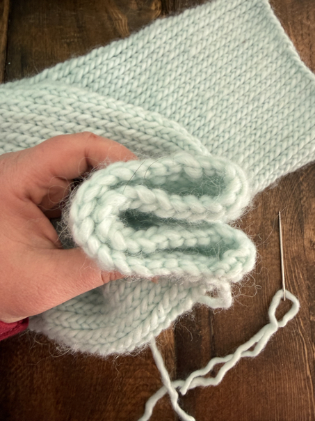 knit twist headband step 5