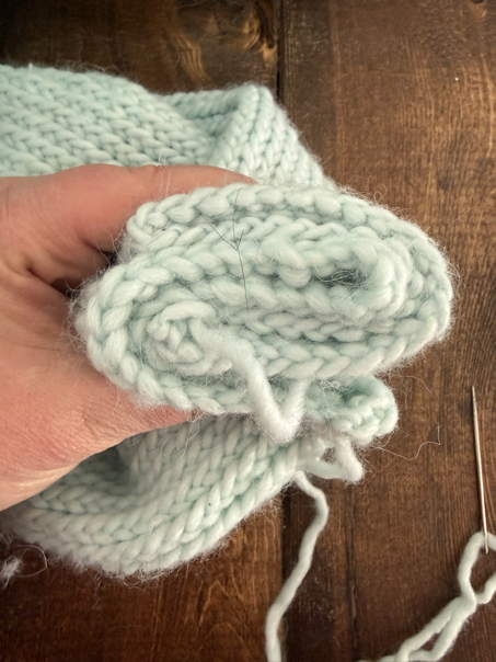 knit twist headband step 6