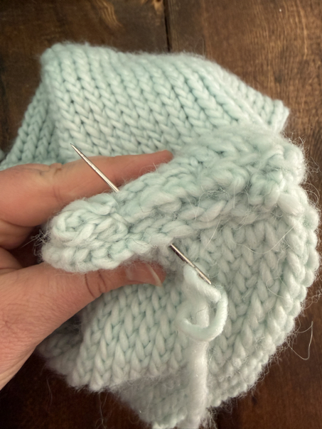 knit twist headband step 7