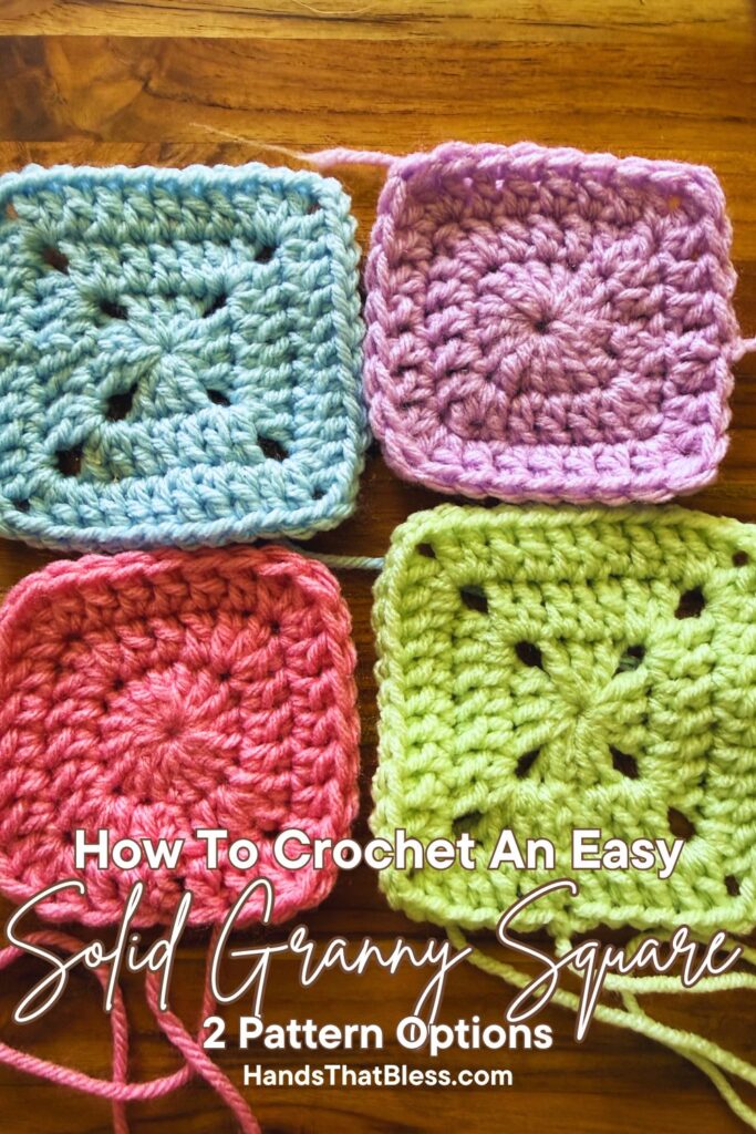 how to crochet a solid granny square with two pattern options