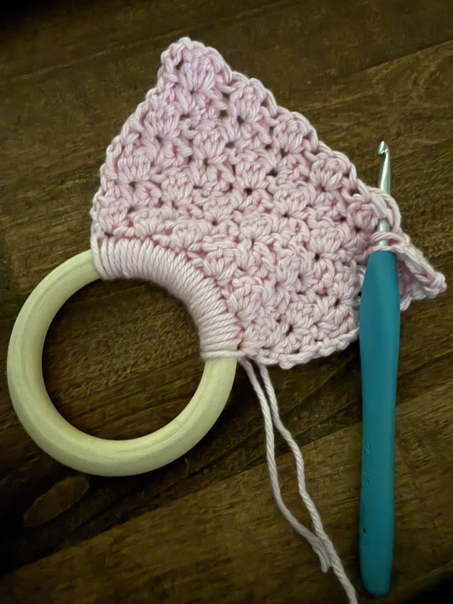blanket stitch kitchen towel topper step 5