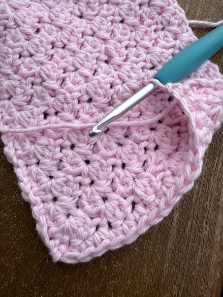 blanket stitch kitchen towel topper step 7