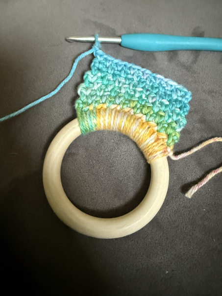 moss stitch kitchen towel topper step 2