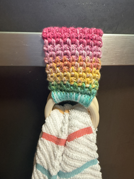 moss stitch towel topper crochet pattern